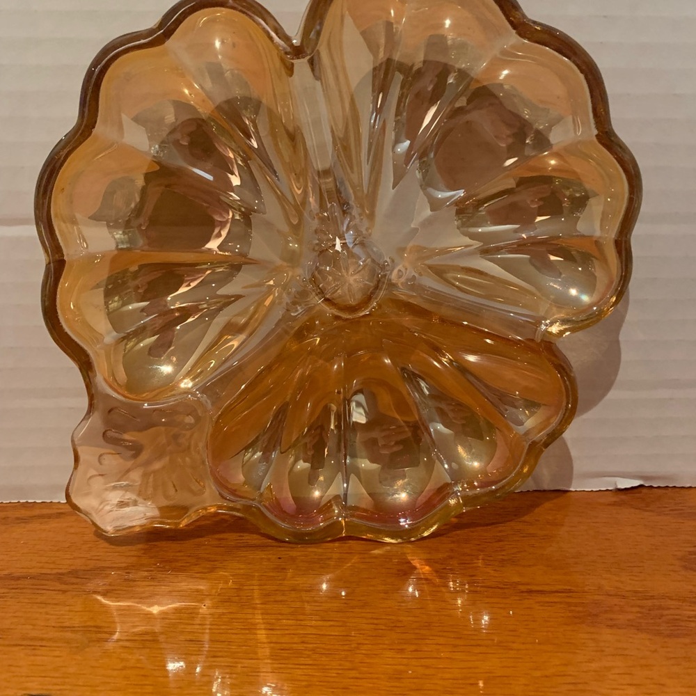 Vintage 1950”s Jeannette Marigold Carnival Glass Candy Dish